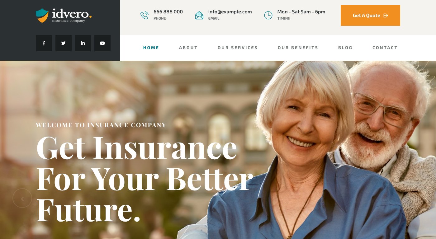 Idvero Insurance template — live preview